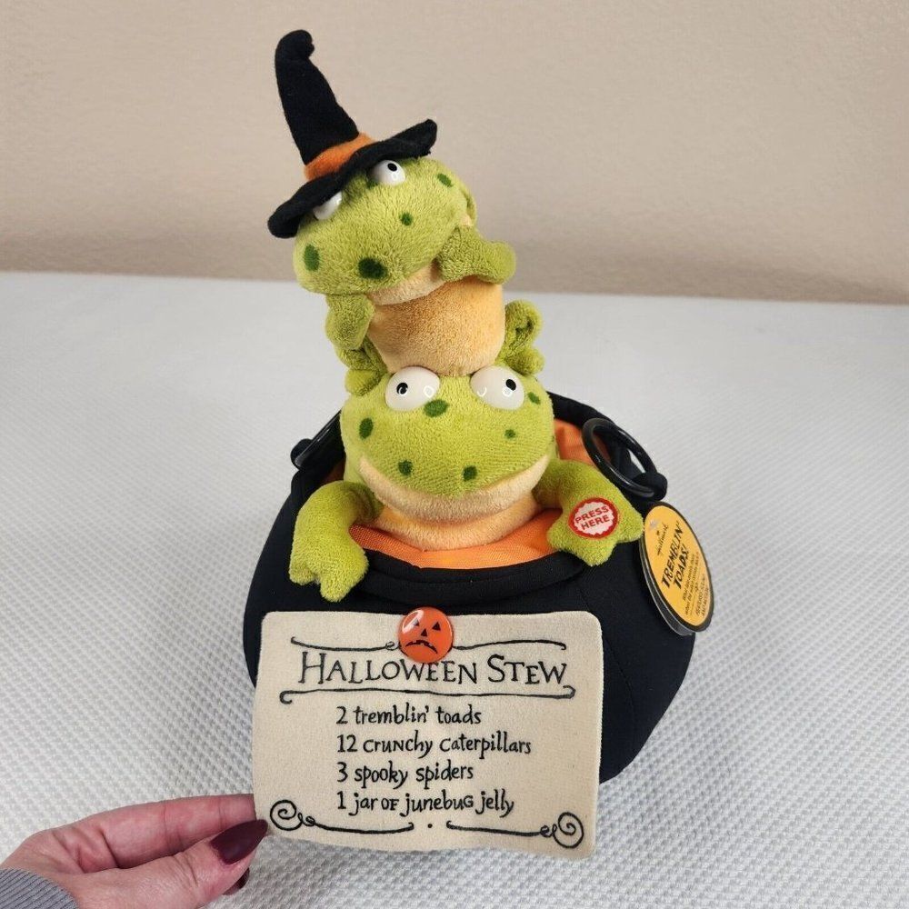 Hallmark Tremblin Toads Sound Motion Halloween Witch Stew 12" Sings Cauldron